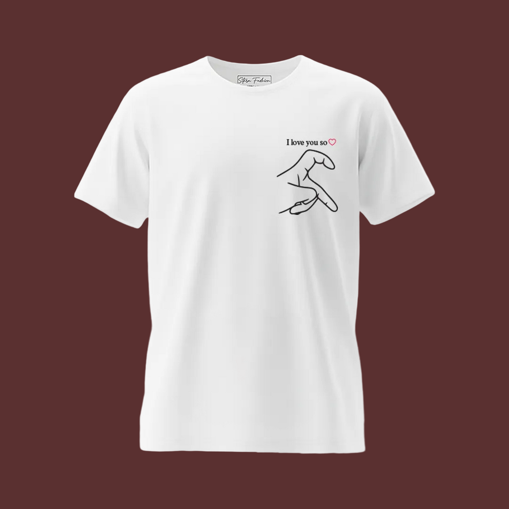 Matching Couple T-Shirts for Men and Women, Valentine’s Day Heart Hand Graphic Tees, White Short Sleeve/ 100% Cotton Tees