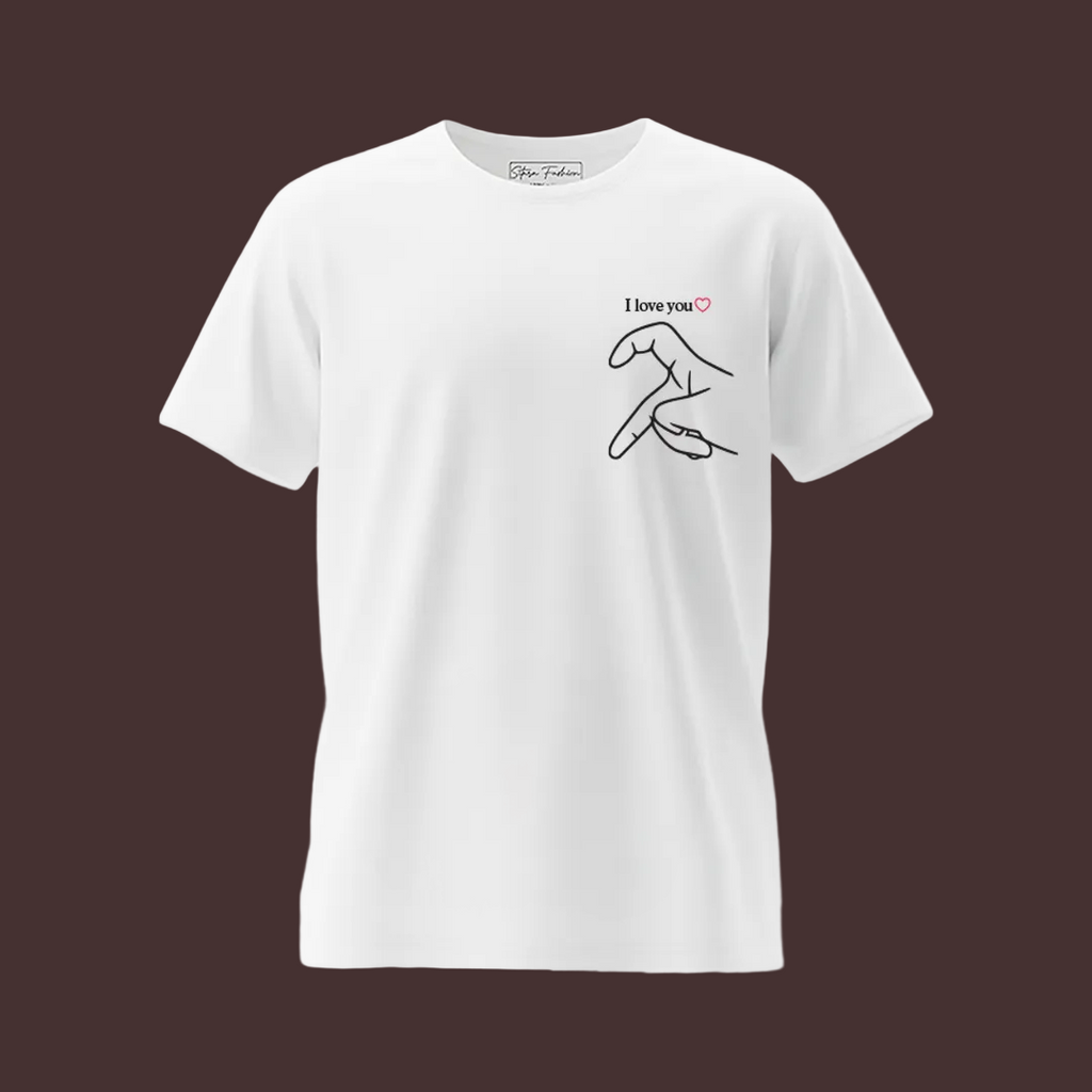 Matching Couple T-Shirts for Men and Women, Valentine’s Day Heart Hand Graphic Tees, White Short Sleeve/ 100% Cotton Tees