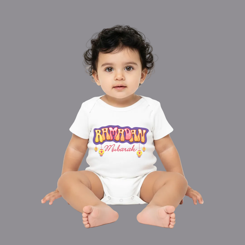 Ramadan Mubarak Baby Onesie – Cute Bubble Letter Toddler Romper – My First Ramadan Gift – Modest Baby Clothes – Eid Infant Romper