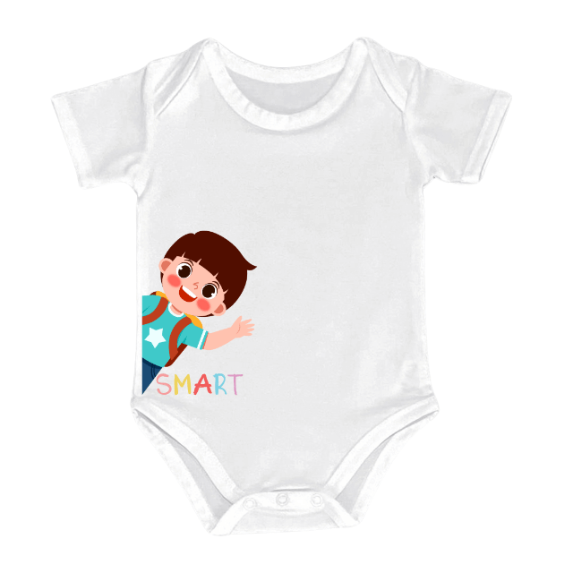 Smart Kid Rompers – Colorful Backpack Cartoon Design – Infant Tees