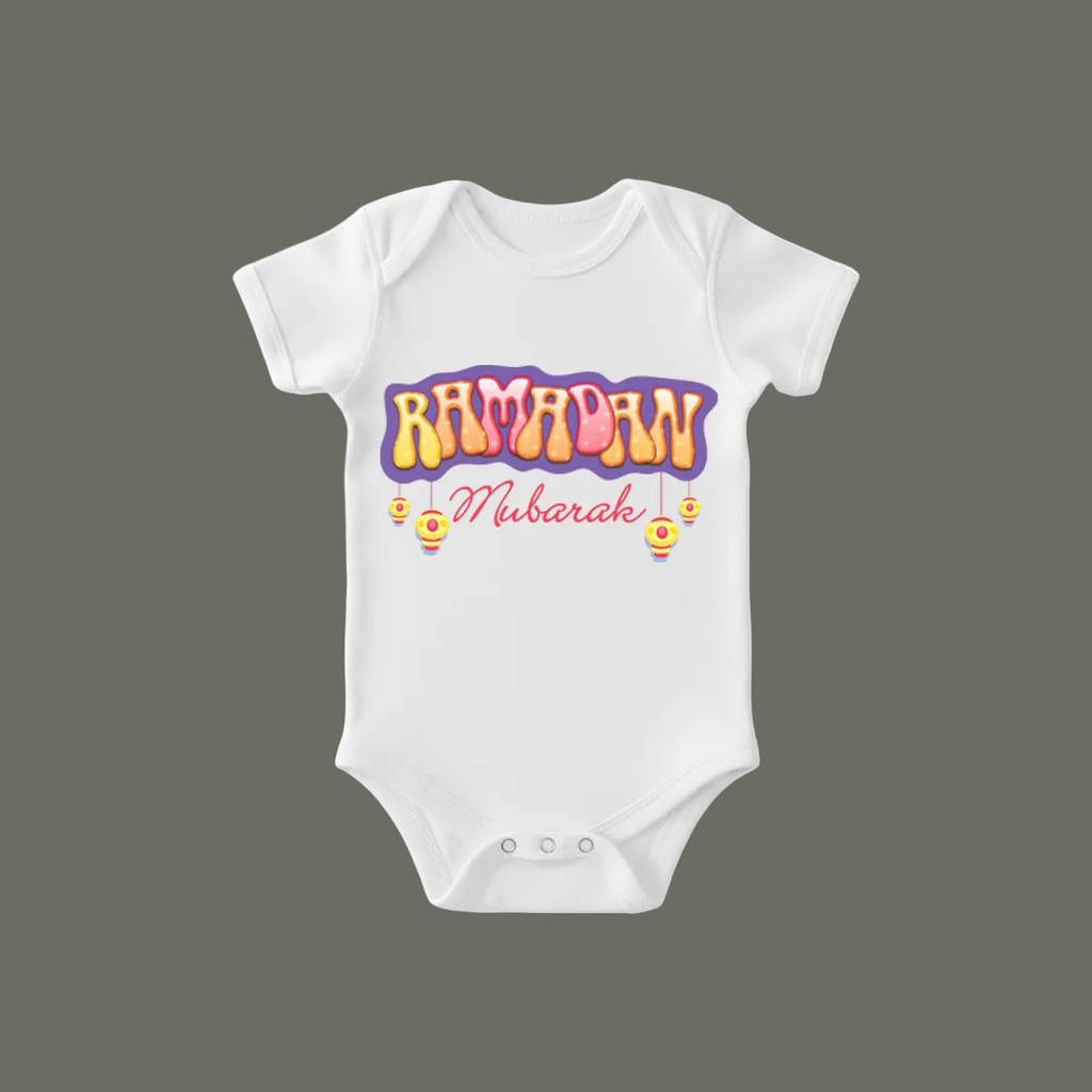 Ramadan Mubarak Baby Onesie – Cute Bubble Letter Toddler Romper – My First Ramadan Gift – Modest Baby Clothes – Eid Infant Romper